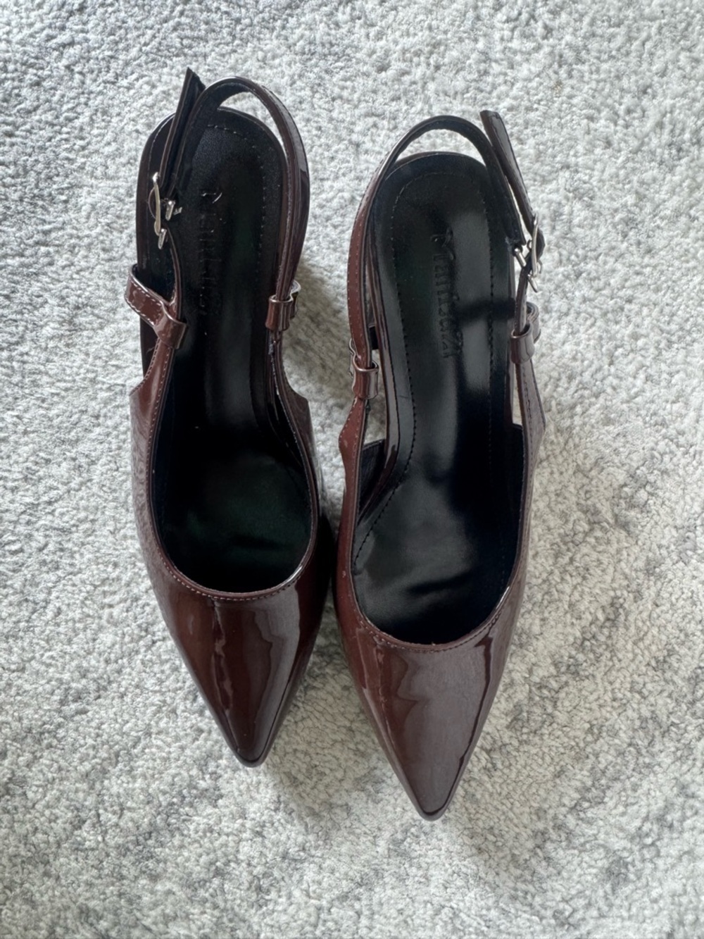Women's Pointed-Toe Slingback Pumps in Dark Brown Patent - Picture 2 of 8